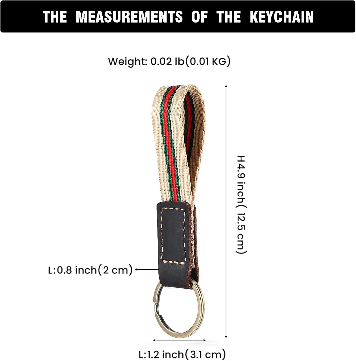 UpLook Nylon & Leather Striped Lanyard Keychain with 3 Key Rings and Car Key Holder