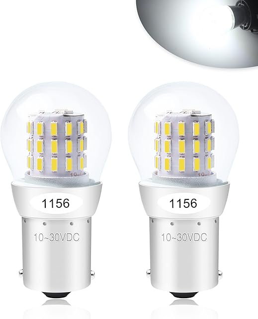 Alopee 2Pack P21W BA15S 6500K White LED Bulbs 39pcs 3014 Chips,10-30V DC RV Camper Brake Tail Reverse Bulbs Day Running Light Replacement bulbs for Stock#1156 1141 1003 7506 1073