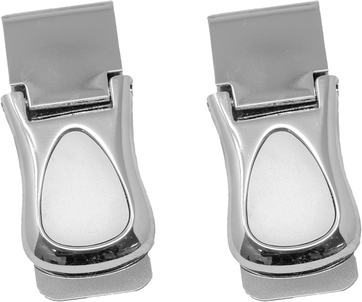 Stephanie Imports Set of 2 Chrome-Plated Hinged Stainless Steel Money Clips (Engravable)