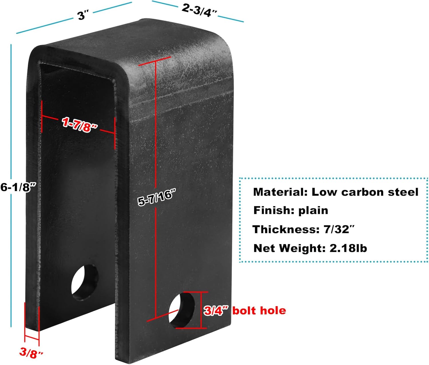2 Pack Front/Center/Rear Universal Trailer Leaf Spring Hanger Fits 1-3/4" Wide Spring, Tandem Axle Equalizer Weld On Suspension Bracket, 6-1/8" Tall