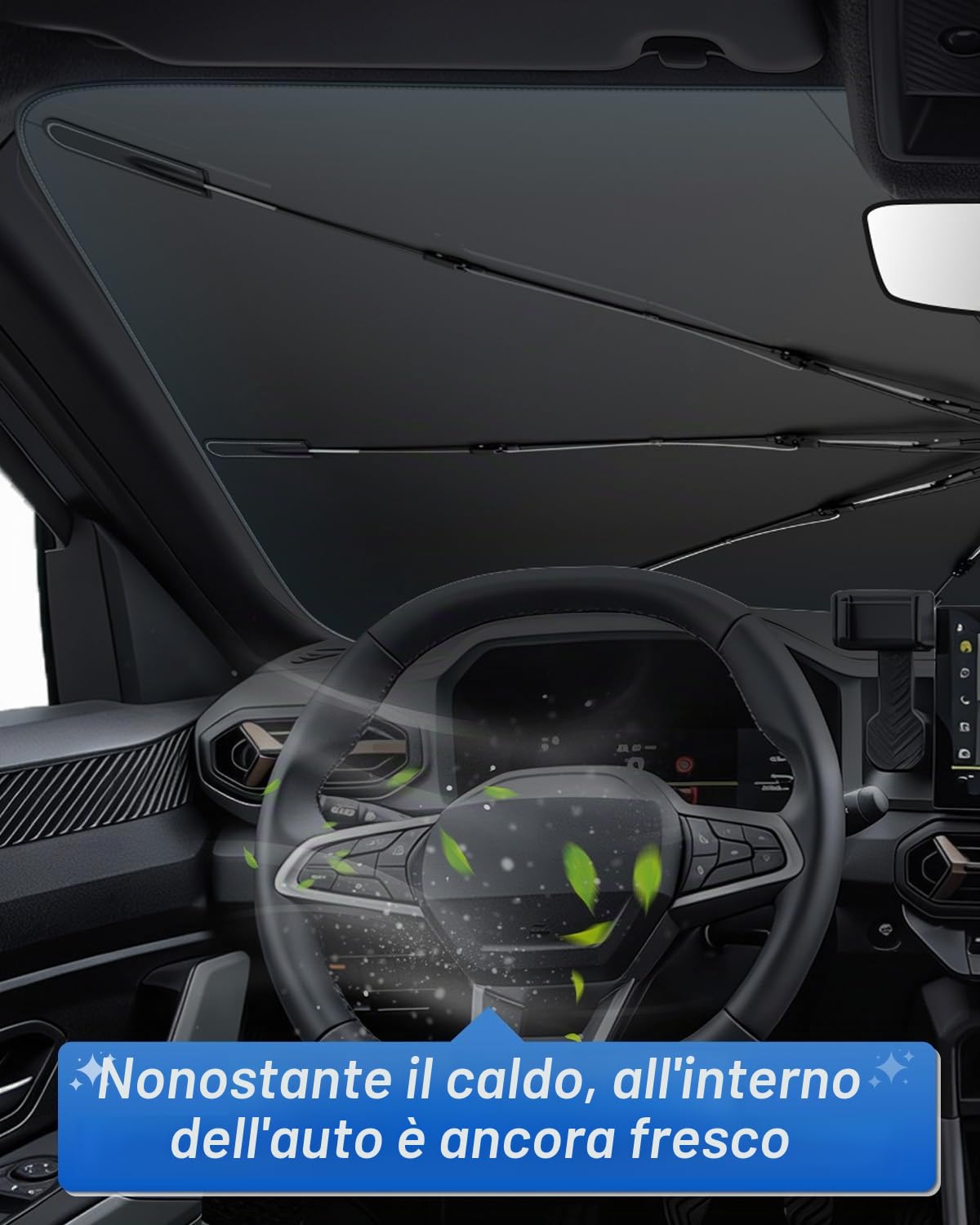 SHAOHAO Compatibile con Cupra Terramar 2024 2025 2026 Parasole per auto Parasole per parabrezza Facile da riporre Maniglia con cordino Protezione UV Accessori Cupra Terramar parasole