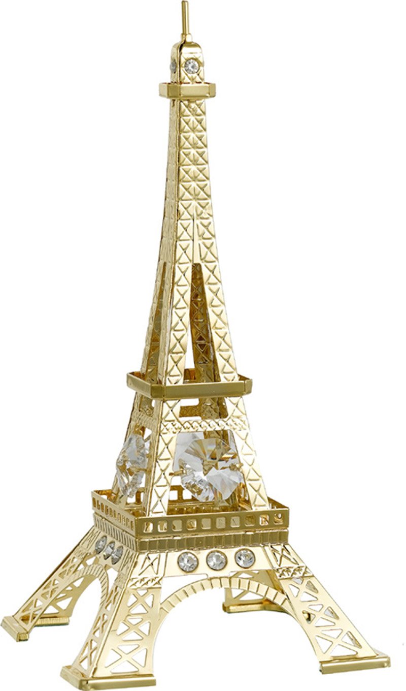 G n G 24K Gold Plated Gift Eiffel Tower Studded with Crystals Figurine (Gold Plated 7 cm x 2 cm x 15 cm)