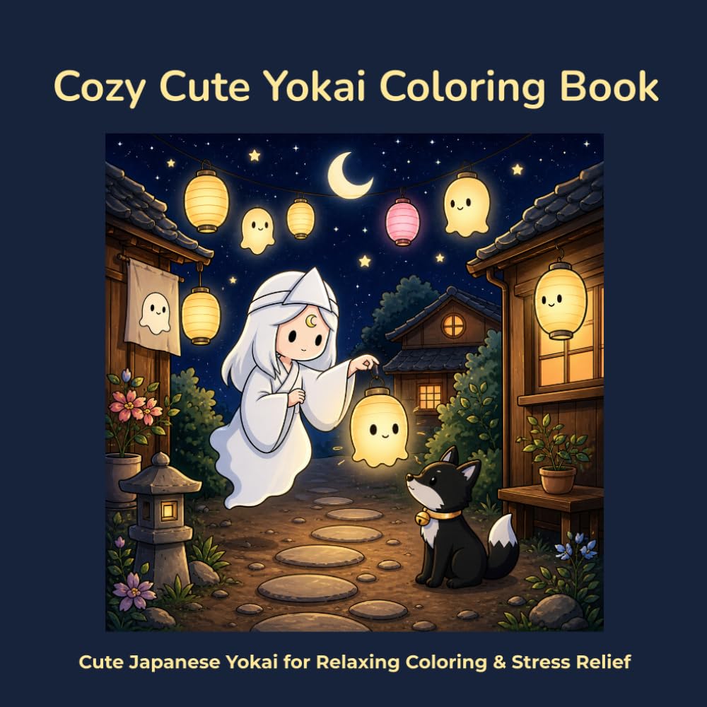 Cozy Cute Yokai Coloring Book: Cute Japanese Yokai for Relaxing Coloring & Stress Relief