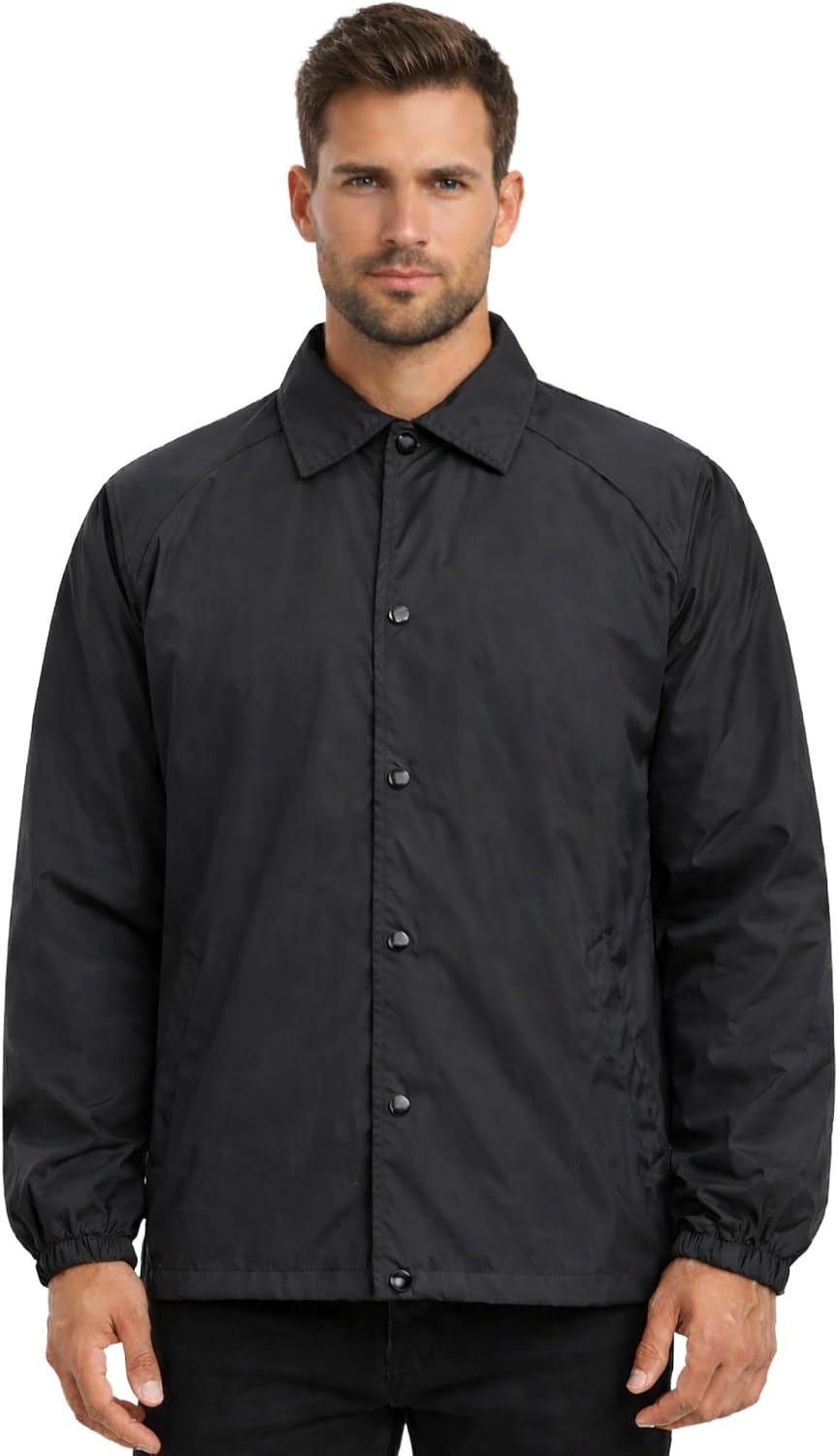 VOS Sports Unisex Adult Water-Resistant Windbreaker Coaches Jacket with White Interior Lining, US Small - 4XL