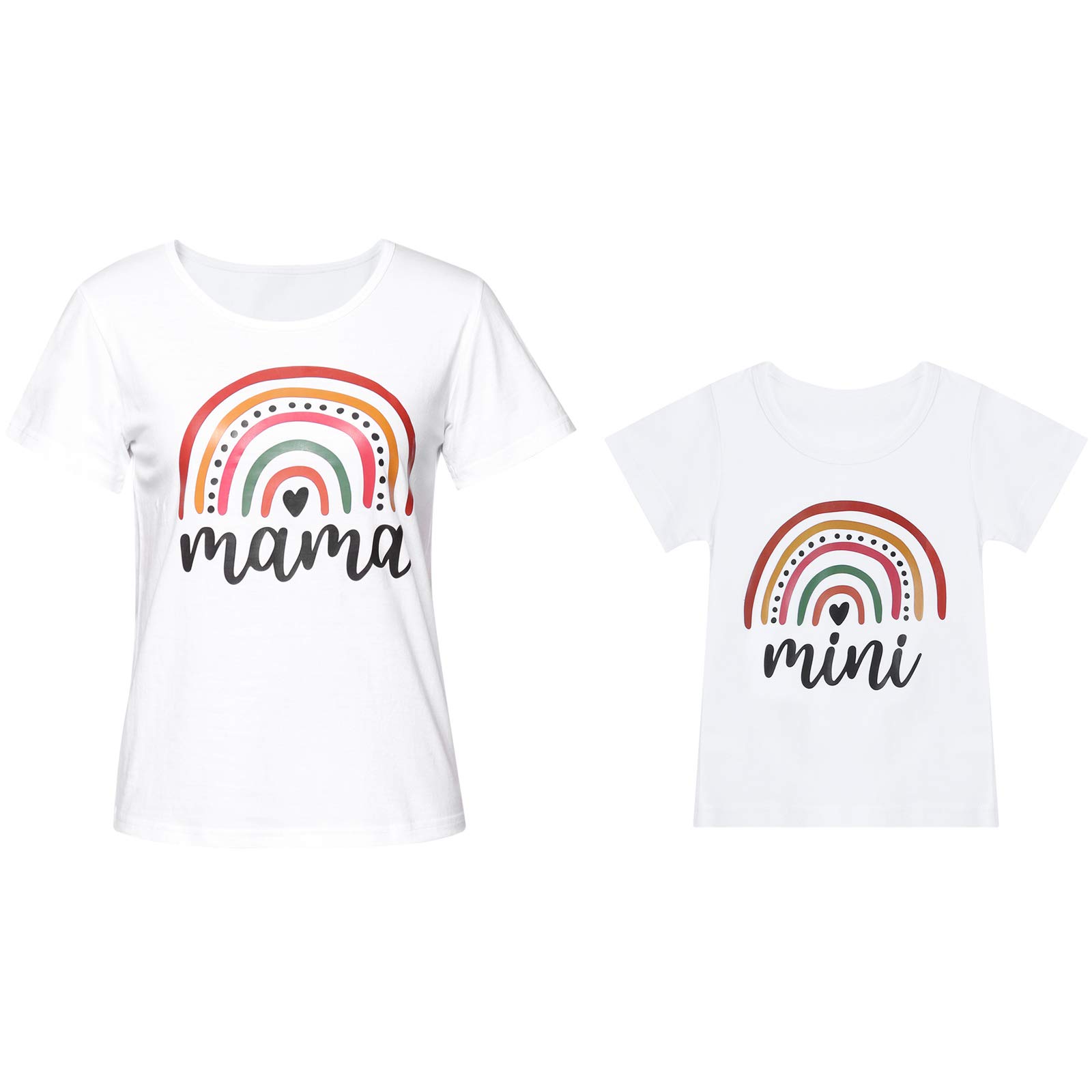 Mommy and Me Matching Shirts for Girls Boys Mother Daughter Matching Outfits Mothers Day Shirts Summer Tops for Women (White,7-8 Years)