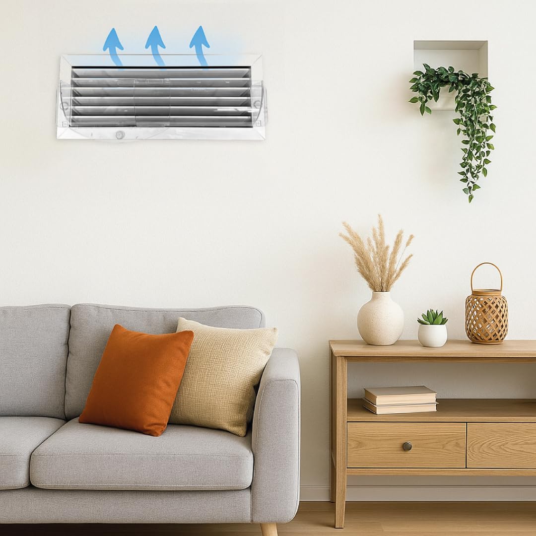 Deflettori d'Aria Regolabili Climik (Confezione da 2) – Estensione da 20 a 42 cm, Plastica ad Alta Trasparenza, Fissaggio Magnetico per Bocchette da Pavimento, Parete e Soffitto – Made in Italy