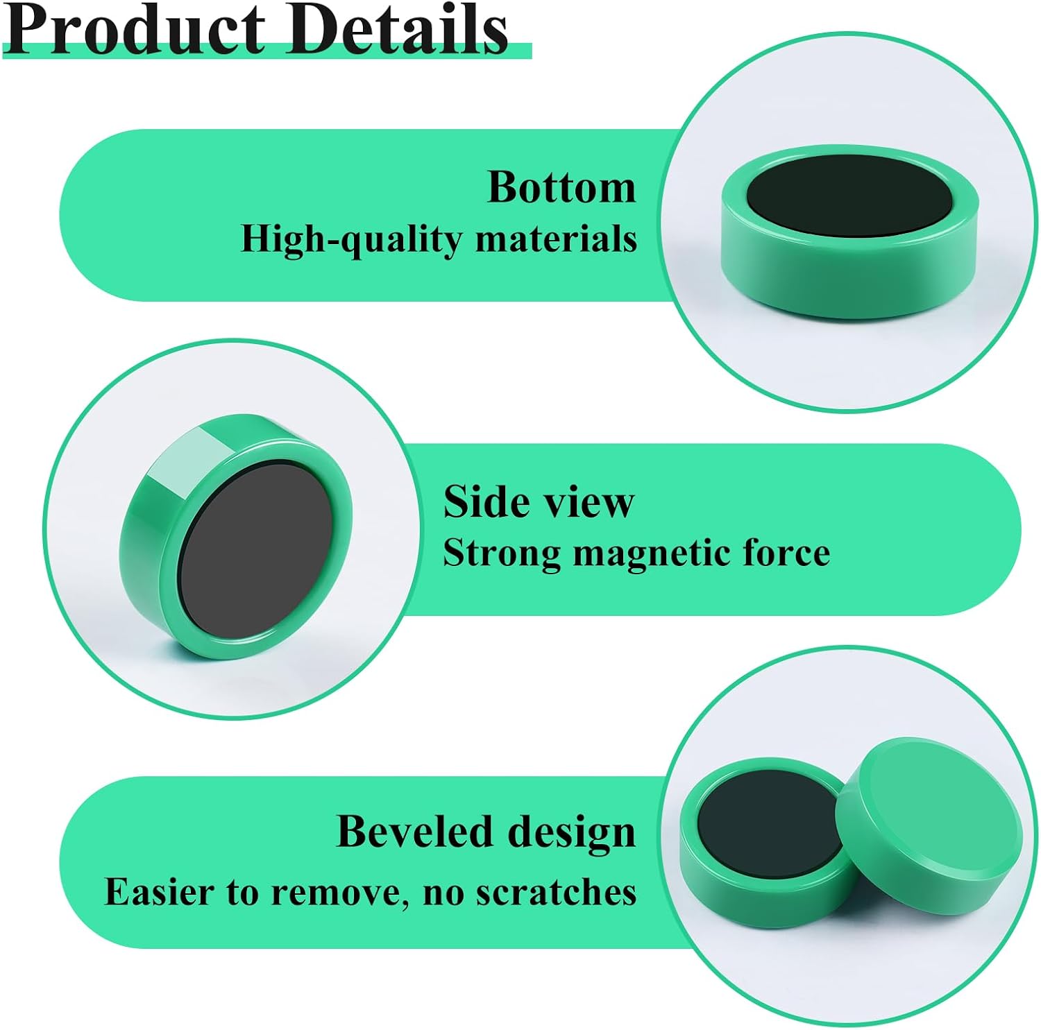 Fridge Magnets - 80Pcs Strong Heavy Duty Refrigerator Magnets for Whiteboard Kitchen Fridge Locker Classroom & Office - Decorative Round Cute Small Magnets for Photos, Notes, Calendar (Green) image 2