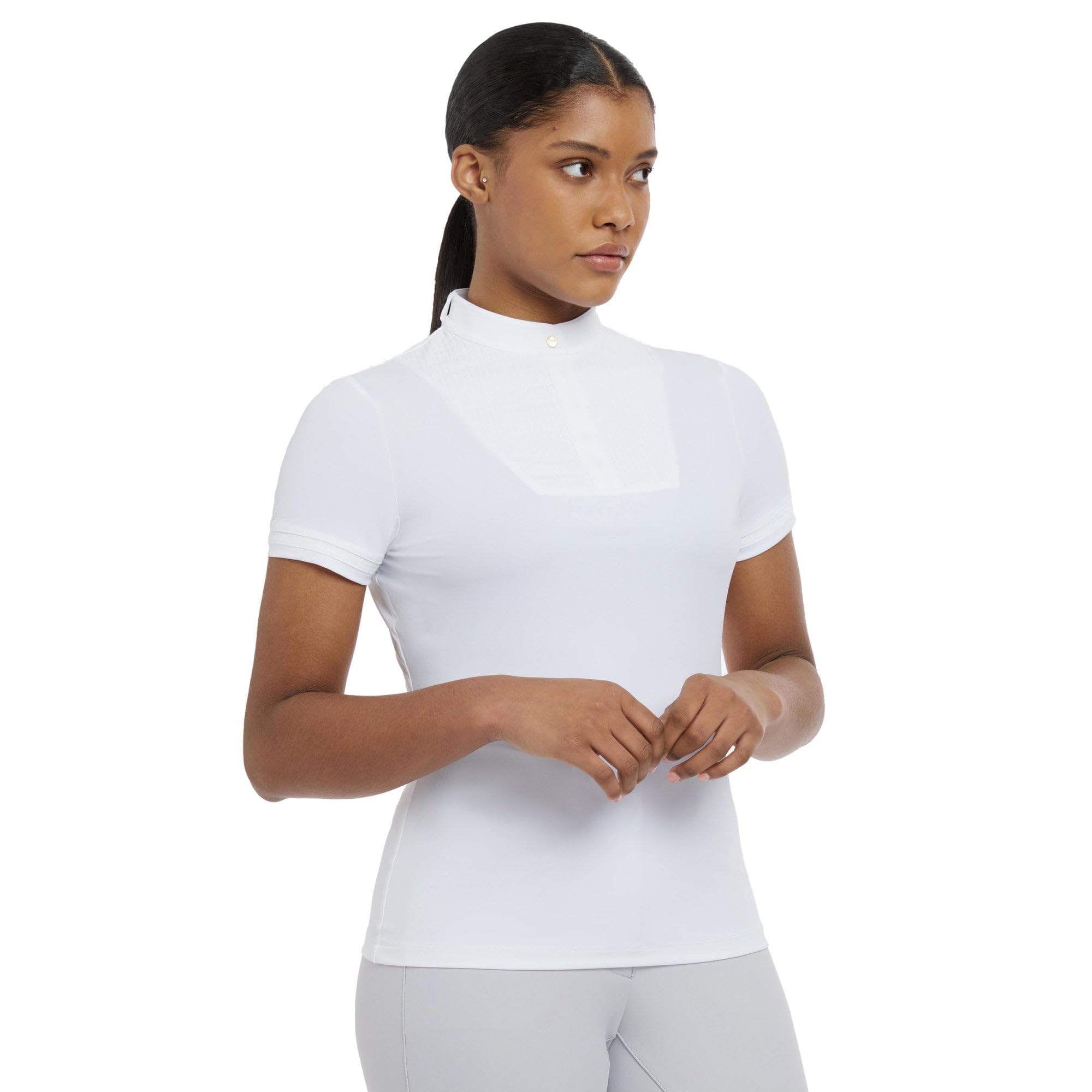 LeMieux Sophia Short Sleeve Show Shirt - Equestrian Horse Riding Competition Shirt - White - UK10
