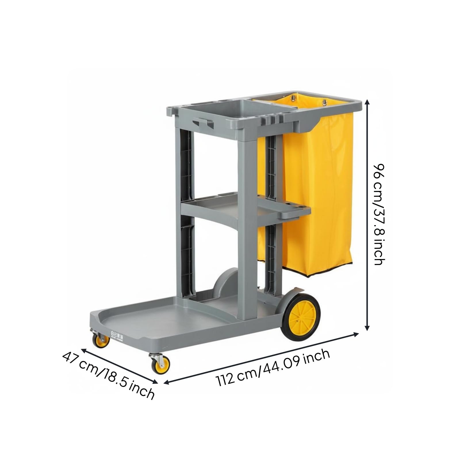 Carrello Pulizie Carrello Pulizia Trolley Organizzatore Carrello Servizio Carrello Detergenti Corpo in Plastica Rigida con Vassoio Inferiore Piatto, Grigio