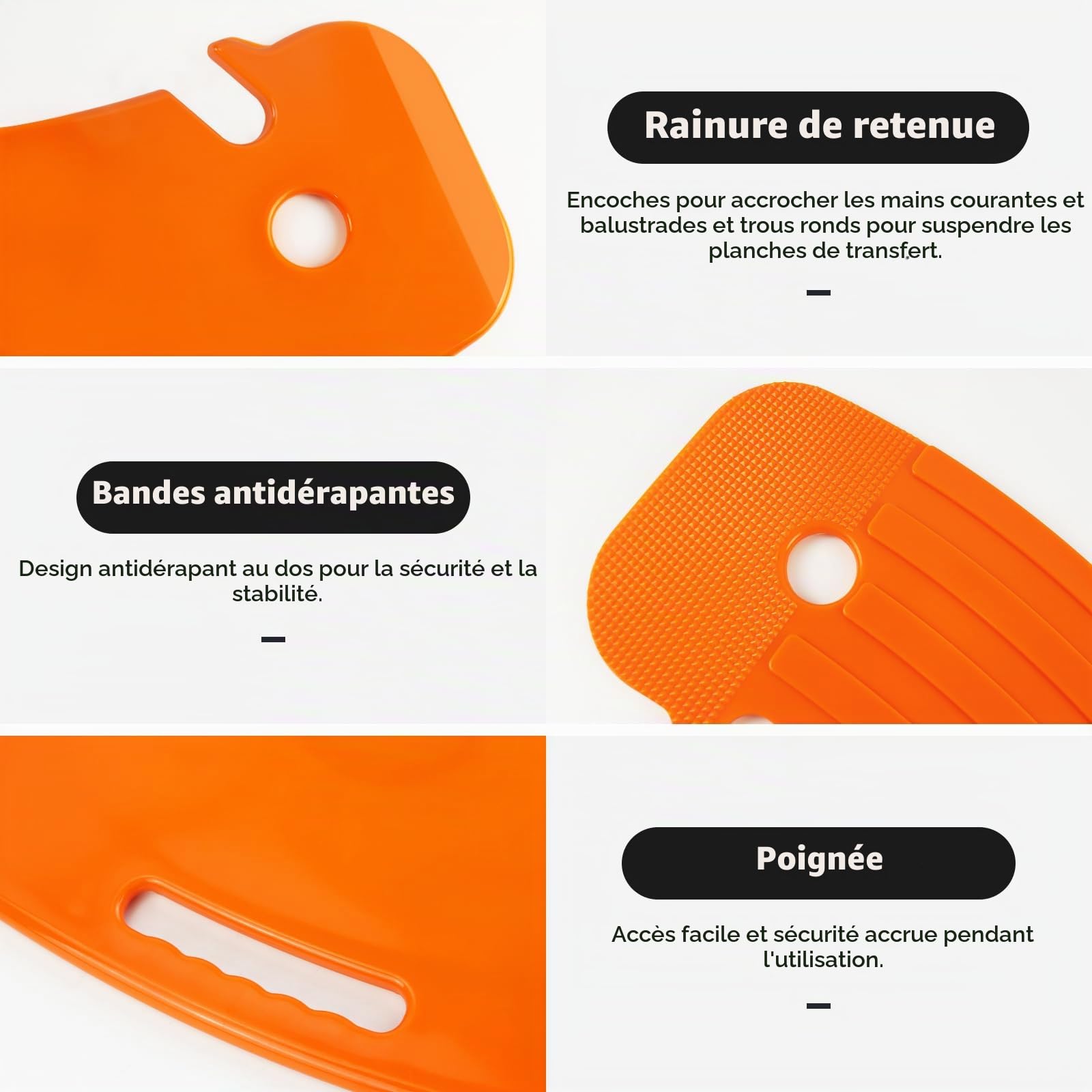 LOSCHEN Planche de transfert, curseur de patient pour le transfert de patients ou handica du fauteuil roulant au lit, aux toilettes, à la baignoire, dans la voiture, avec encoches de poignée de