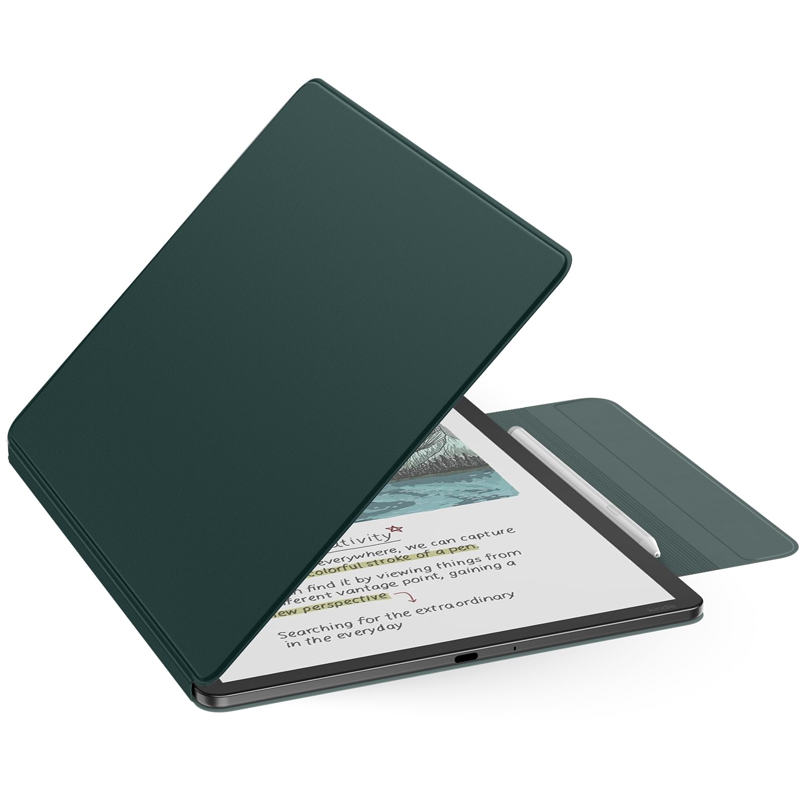 MoKo Custodia Magnetica per Kindle Scribe 11" (3a Generazione) e Kindle Scribe Colorsoft (1a Generazione) - Copertina in PU premium sottile con astuccio penna e Auto Sonno/Sveglia, Verde notte