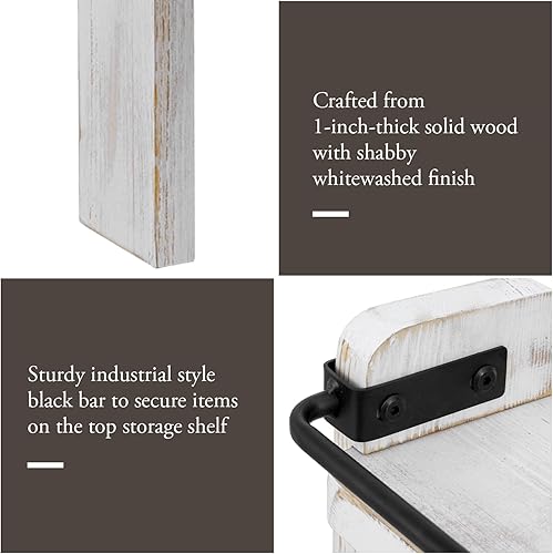 Miniatura 10 de MyGift Estante de especias superior para estufa de 33 pulgadas, madera maciza quemada rústica de lujo y metal negro industrial que ahorra espacio