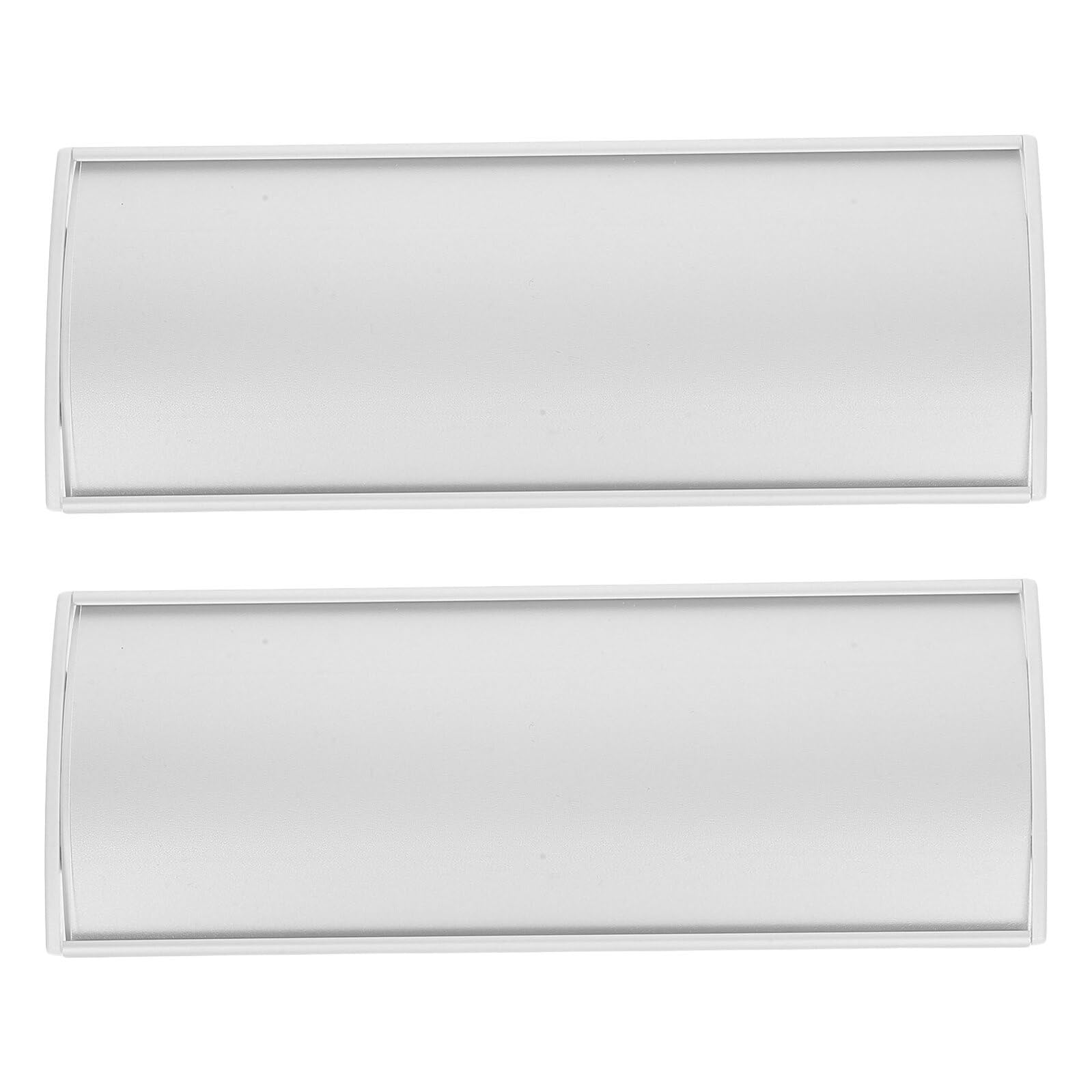Plaque de porte nominative en aluminium incurvé argent lot de 2 haute visibilité