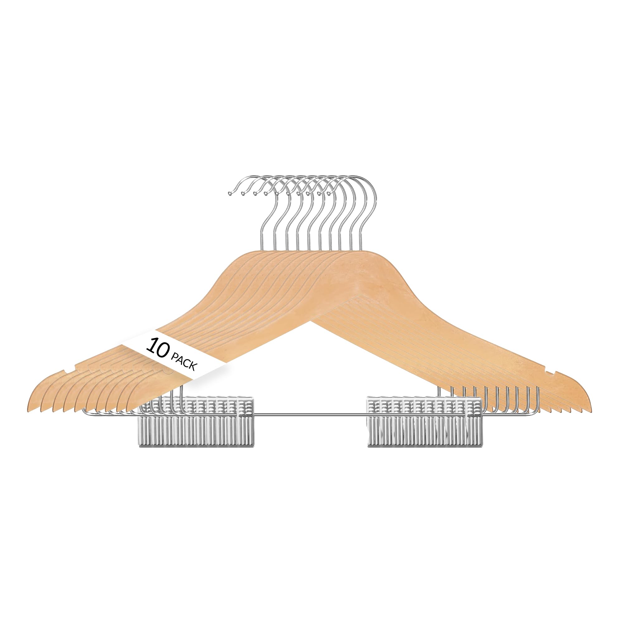 Heavy Duty Plastic Hangers with Adjustable Clips 10 Pack | Non Slip, Slim Design with Anti Rust Hook | Thin Hangers Space Saving for Closet | Ganchos de Ropa for Coat, Shirt, Suit, Pants