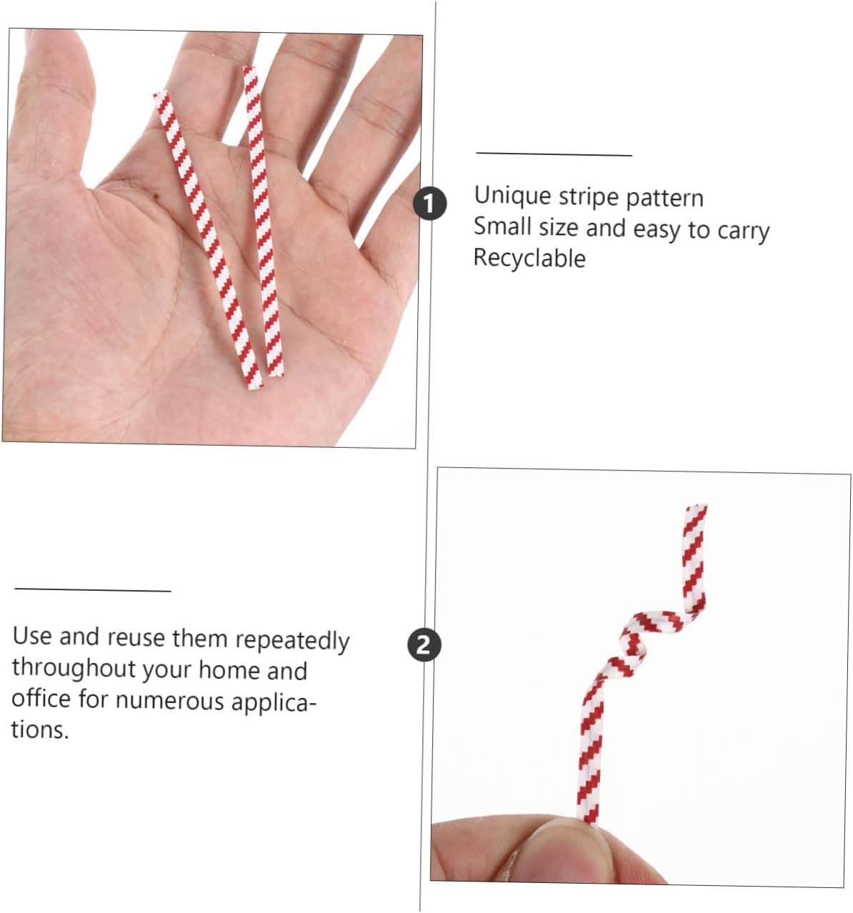 1400pcs Red and White Stripe Closure Ties Baking Bread Bag Ties Ribbons for Candy Dessert Packaging