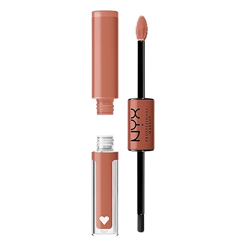 NYX Professional Makeup Brillo Fuerte, Labial Líquido de Duración Prolongada con Brillo Labial Transparente - Goal Crusher (Béige Tono Medio)