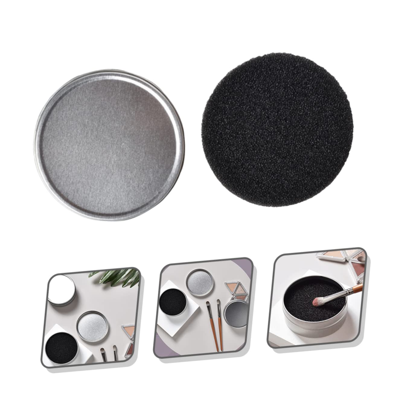 OUNONA 3Sets Brush Cleaning Box with Color Sponge Portable Makeup Brush Cleaner Case for Eye Shadow Powder for Travel Home Use