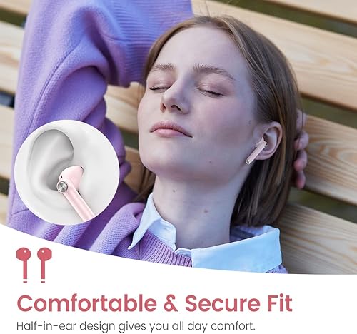 Miniatura 4 de Auriculares inalámbricos con Bluetooth 5.3 con sonido estéreo de 35 horas de reproducción, estuche de carga inalámbrica y pantalla de alimentación,