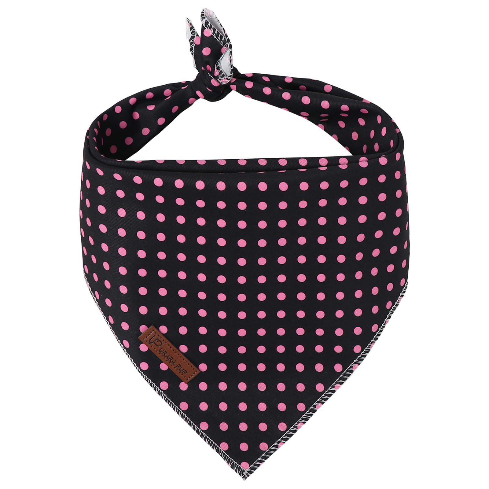 Black Pink Polka Dog Bandana, UP URARA PUP Puppy Bandana for Small,Medium Dog, Spring Summer Cotton Triangle Bid Scarf Dog, Pet Kerchief for Girl Female Dogs or Cats, Fancy Fall Classic Dog Bid Scarf