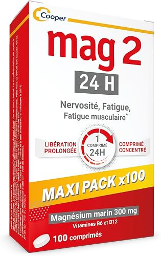Magnésium Marin 300mg + Vitamines B6 B12-100 comprimés MAG2 24H