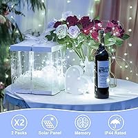 Vista 2 de QITONG - 4 paquetes de luces solares de Navidad blancas, cada una de 33 pies, 100 LED, luces de hadas impermeables para exteriores, 8 modos, luces