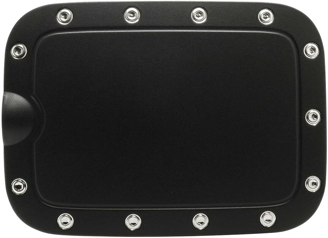Cobra Tek Fuel Tank Gas Door Cover Self-Adhesive | Fits 2011-2016 F250 | Black Color Stainless Steel Exterior Accessories