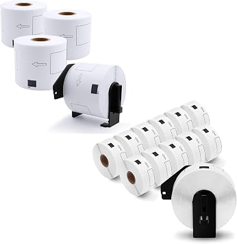 COLORWING Die-Cut Label Compatible with Brother QL Printer, 12 Rolls DK-1201 1.1" x 3.5" + 4 Rolls DK-1202 2-3/7" x 4", Address, Barcode & All Purpose Label, 1 Frame