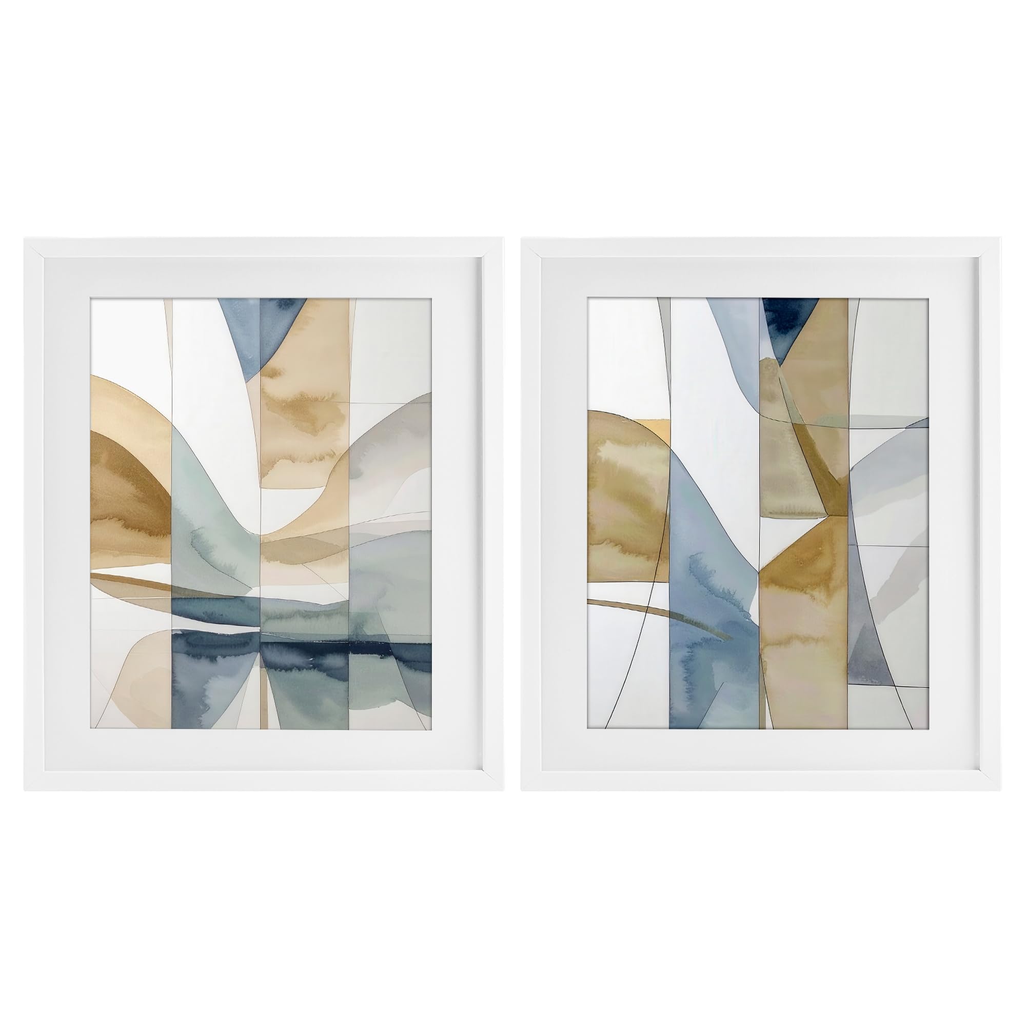 Stupell Industries Southwestern Geographic Balance 'Balanced Geographic Abstract'| 2Pc Framed Print Under Glass Set