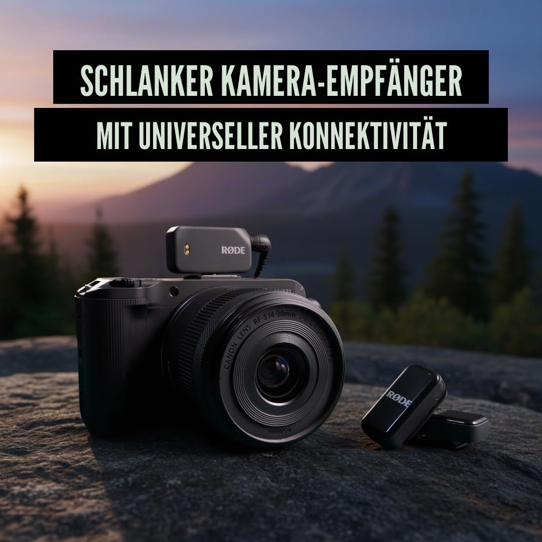RØDE Wireless Micro Kompaktes kabelloses Mikrofon-Kamerakit Zwei Mikrofone Kamerareceiver Smartphone-Receiver Ladecase USB-C Schwarz
