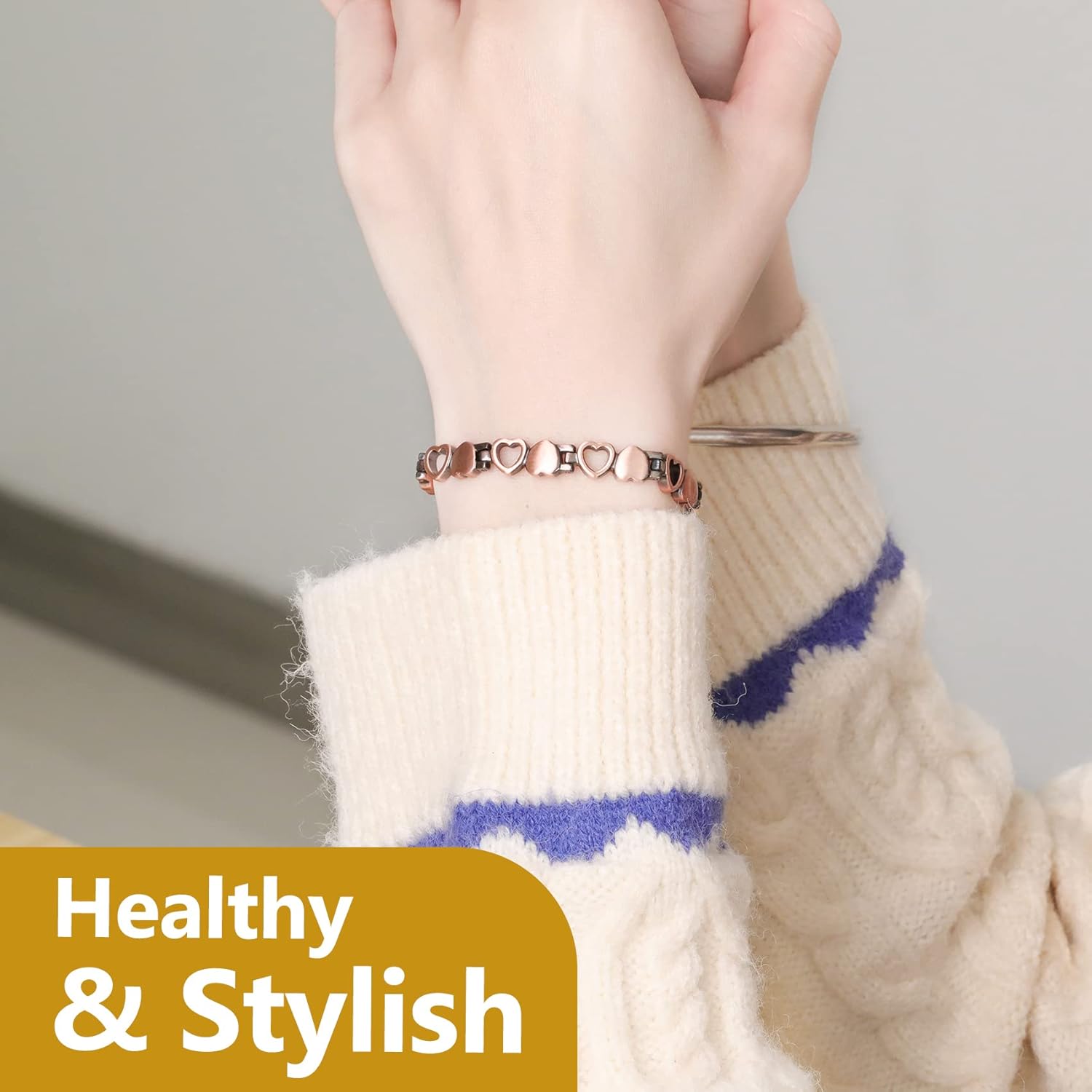 Feraco Copper Bracelets for Women, 99.99% Pure Copper Magnetic Bracelets with Effective Neodymium Magnets, Adjustable Jewelry Gift with Sizing Tool - Image 8