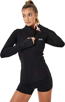 EVERLAST WINDANDSEA ブラック フード付きスリーブレス Amazon.com: Everlast Women's Lightweight, Full Zip Running