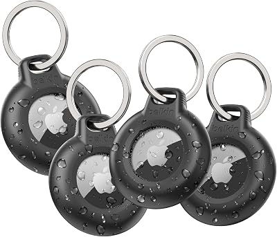 Belkin Waterproof Apple AirTag Secure Holder with Key Ring, Durable Scratch-Resistant AirTag Case, Protective AirTag Keych...