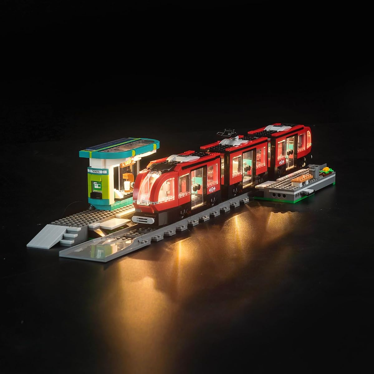 Luz LED para tranvía y estación del centro de la ciudad | Kit de iluminación creativa compatible con el modelo 60423-No