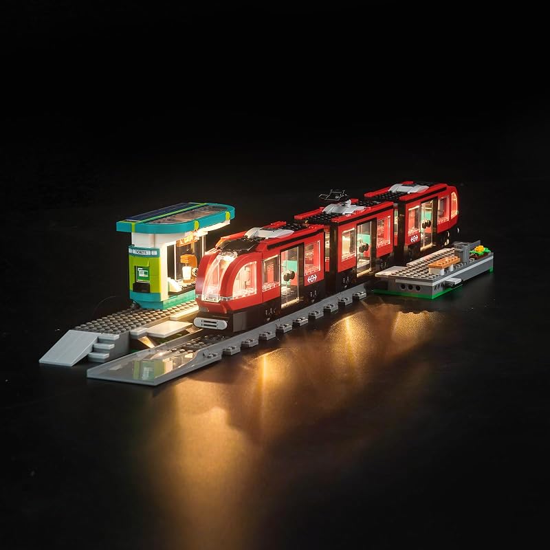 LED Light for City Downtown Streetcar and Station | Creative Lighting Kit Compatible with 60423-No Model