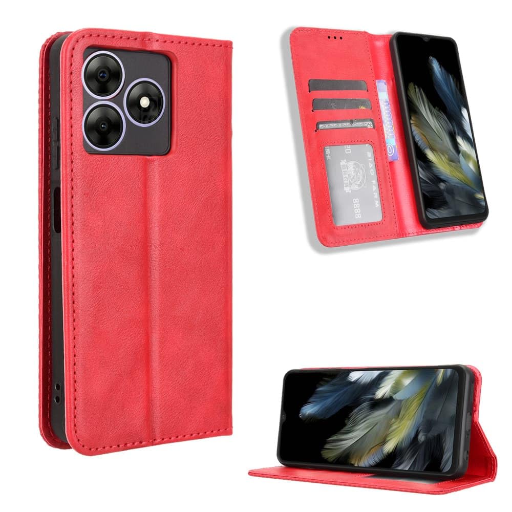 Lankashi Custodia in Pelle Gel TPU Silicone per OSCAL C20 / C20 PRO 6.08 Caso Cover Case Flip Guscio Protettiva Copertina Portafoglio Slot per Carte