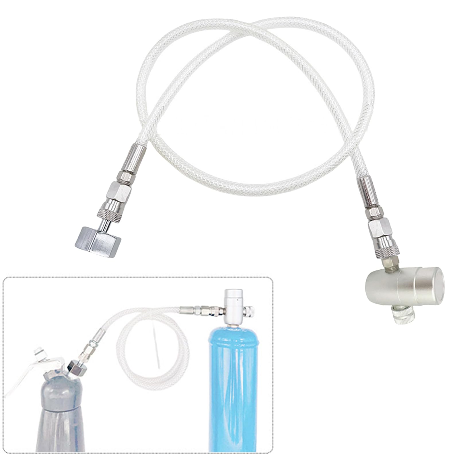 Valvole di regolazione della pressione per panna montata con tubo flessibile e adattatore per cilindri crema da 2,20 L/2,20 L/3,3 L/80 G/615 G/640 G