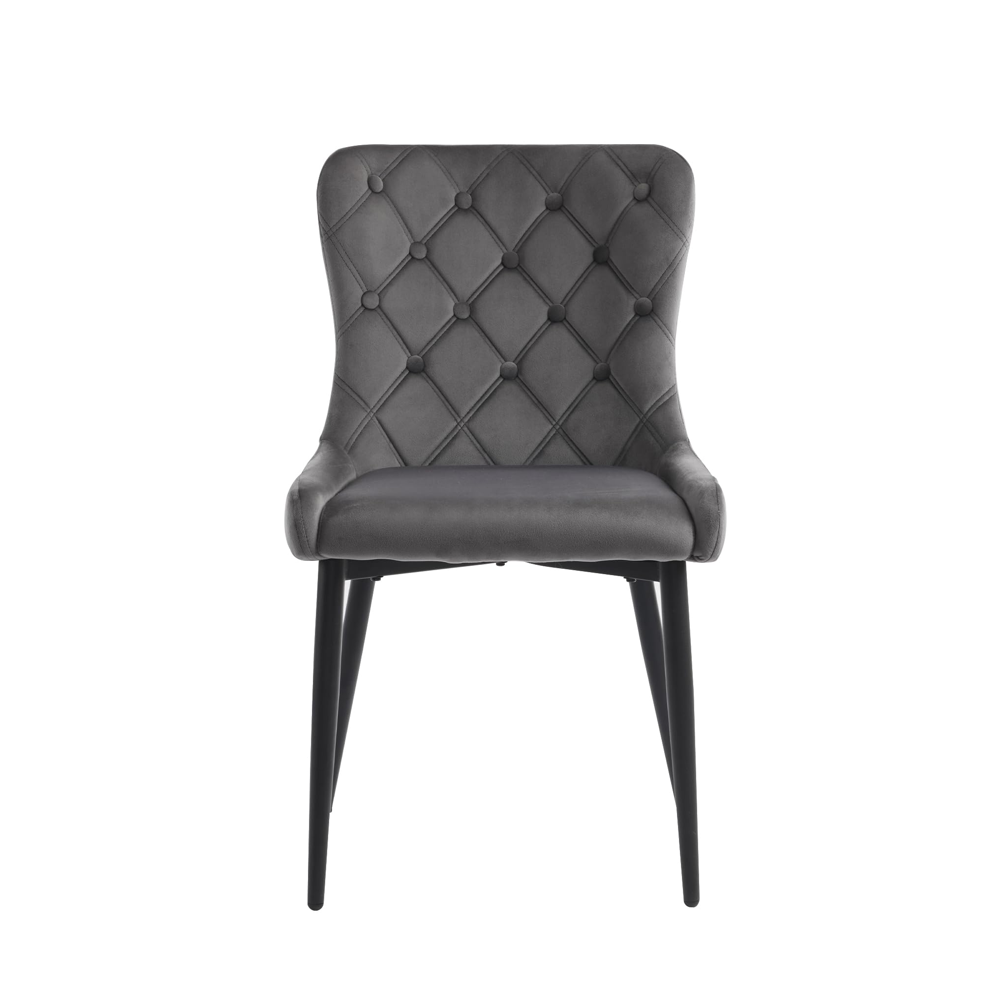 YESGIGA Sillas de comedor con respaldo, Silla de cocina con tapicería de terciopelo Silla acolchada de metal, Silla ergonómica, patas de hierro plateadas (2, gris oscuro B)