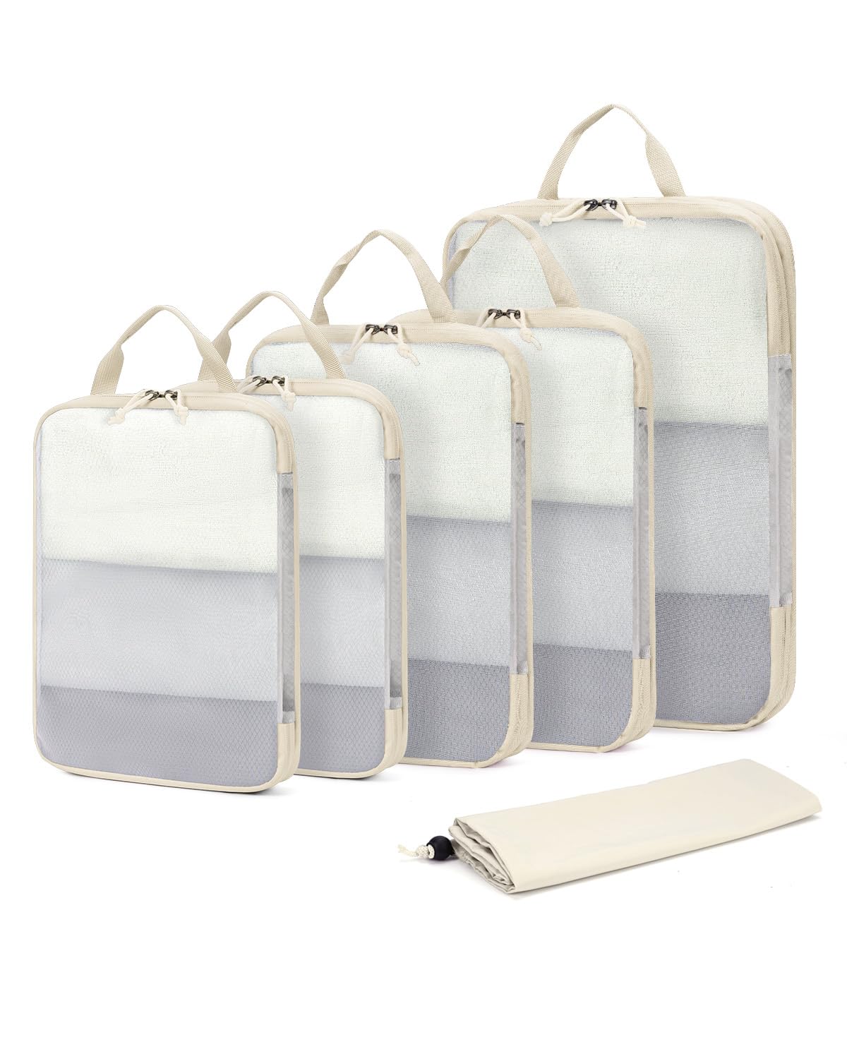 ECOHUB 6 Set Compression Packing Cubes Beige