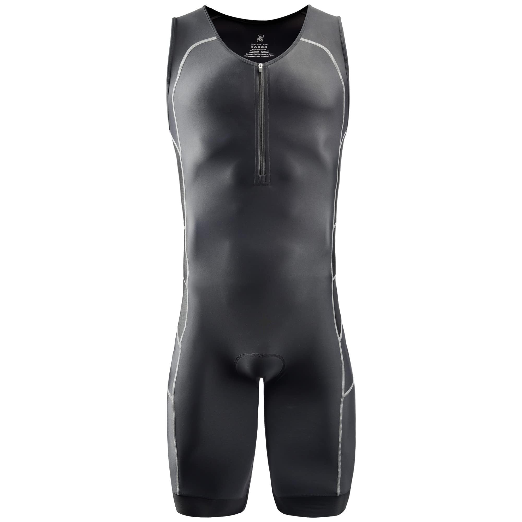 Tuta da triathlon da uomo, senza maniche, ad asciugatura rapida, aderente, per nuoto, ciclismo, corsa, tri Gear ad alte prestazioni