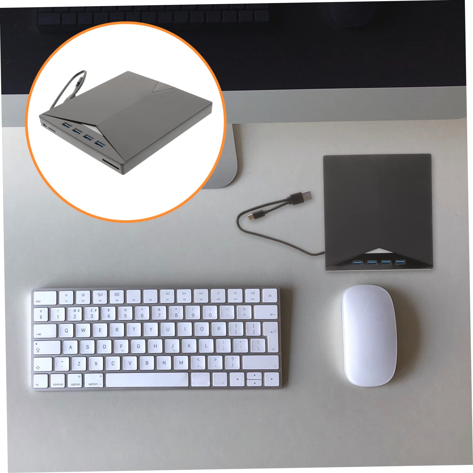 Mikikit Grabadora de CD y DVD Externa USB 3.0 para Portátil, Lector de Discos, Diseño Antideslizante, Almacenamiento de Cable, Negro