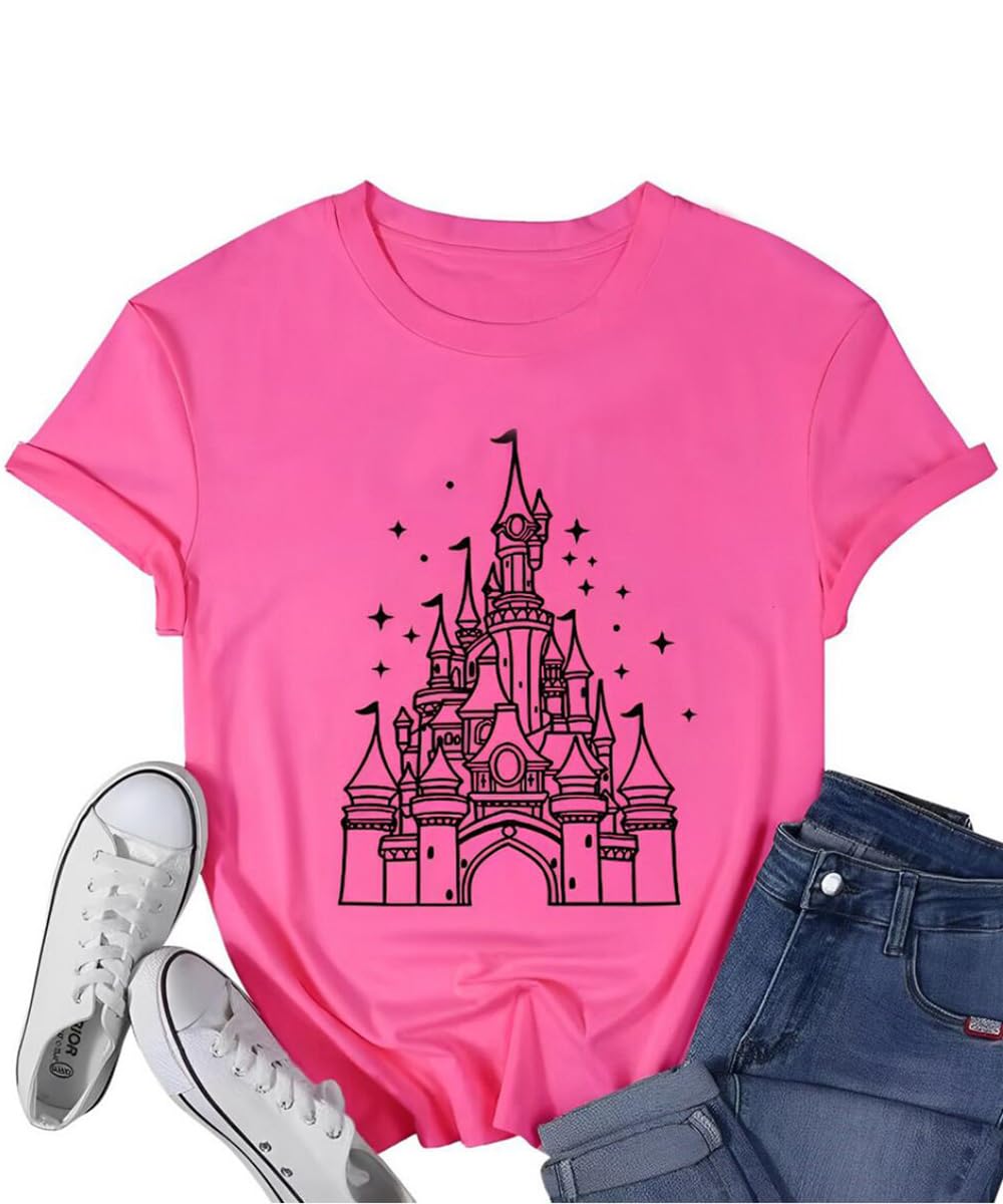 Magic Castle Shirt for Women Cute Kingdom Graphic Tshirt Casual Holiday Vacation Short Sleeve Tee Tops