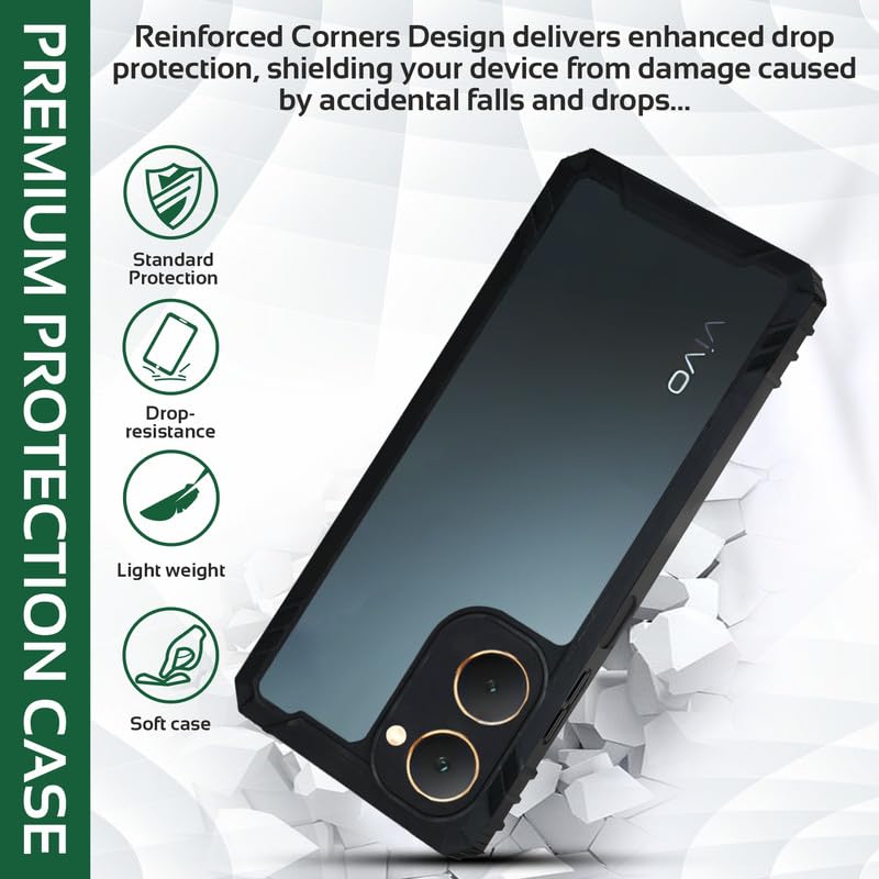 Image of AIBEX Crystal Clear Back Cover Case for iQOO Z9 Lite /Vivo Y28S 5G / Vivo T3 Lite /Vivo Y18 / Vivo Y18e / Vivo Y18i / Vivo Y18t| 360 Degree Protection | Shock Proof Design | Transparent Back Case