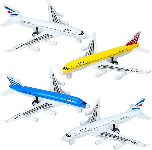 Tcvents Juguetes de avión, juguetes de metal Airbus Pull Back Avión para niños y niñas de 3, 4, 5, 6 años, modelos de avión fundido a presión,