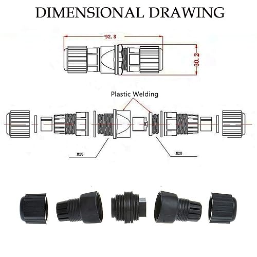 Miniatura 2 de Anmbest 5 piezas M25AP2 RJ45 Impermeable Cat55e 8P8C Conector IP67 Ethernet LAN Cable Conector de doble cabeza al aire libre LAN Acoplador Adaptador