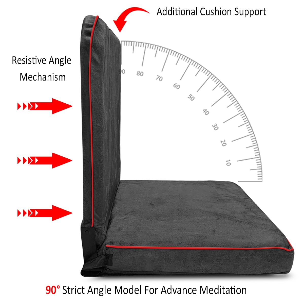 Kawachi Back Support Portable Relaxing Folding Yoga Meditation Floor Chair (Dark Grey) 3