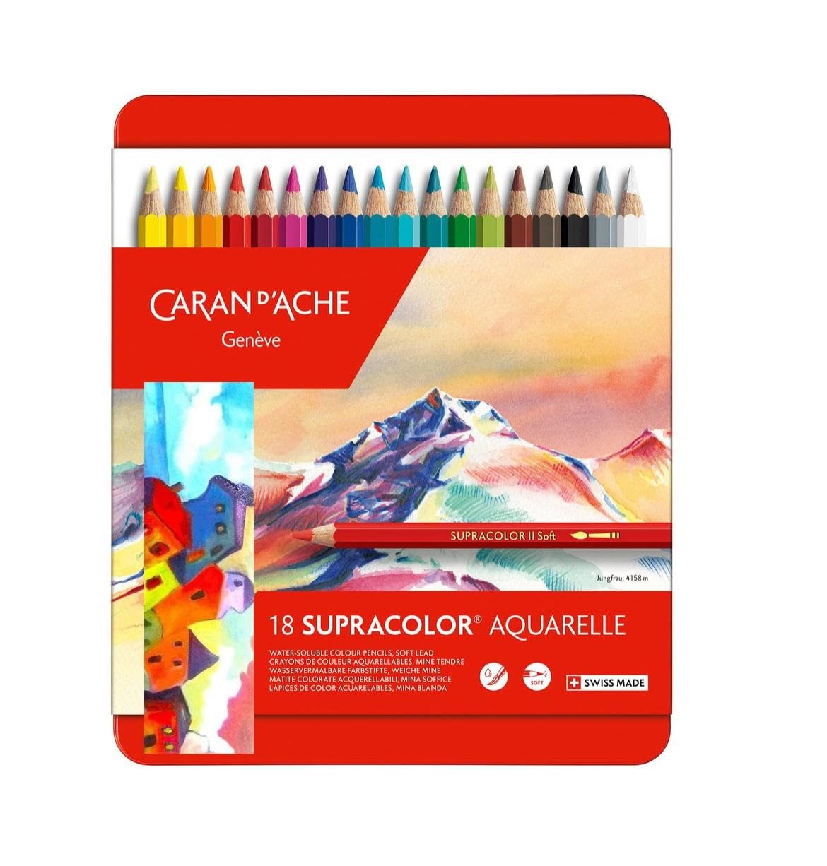 CARAN D ACHE Supracolor 18 matite colorate acquerellabili e 1 carta