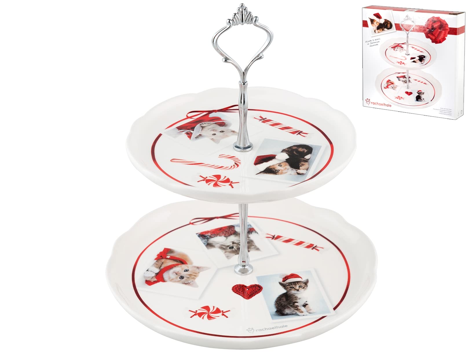 Assiette sur pied 2 étages pour présenter vos mignardises lors d'un goûter convivial