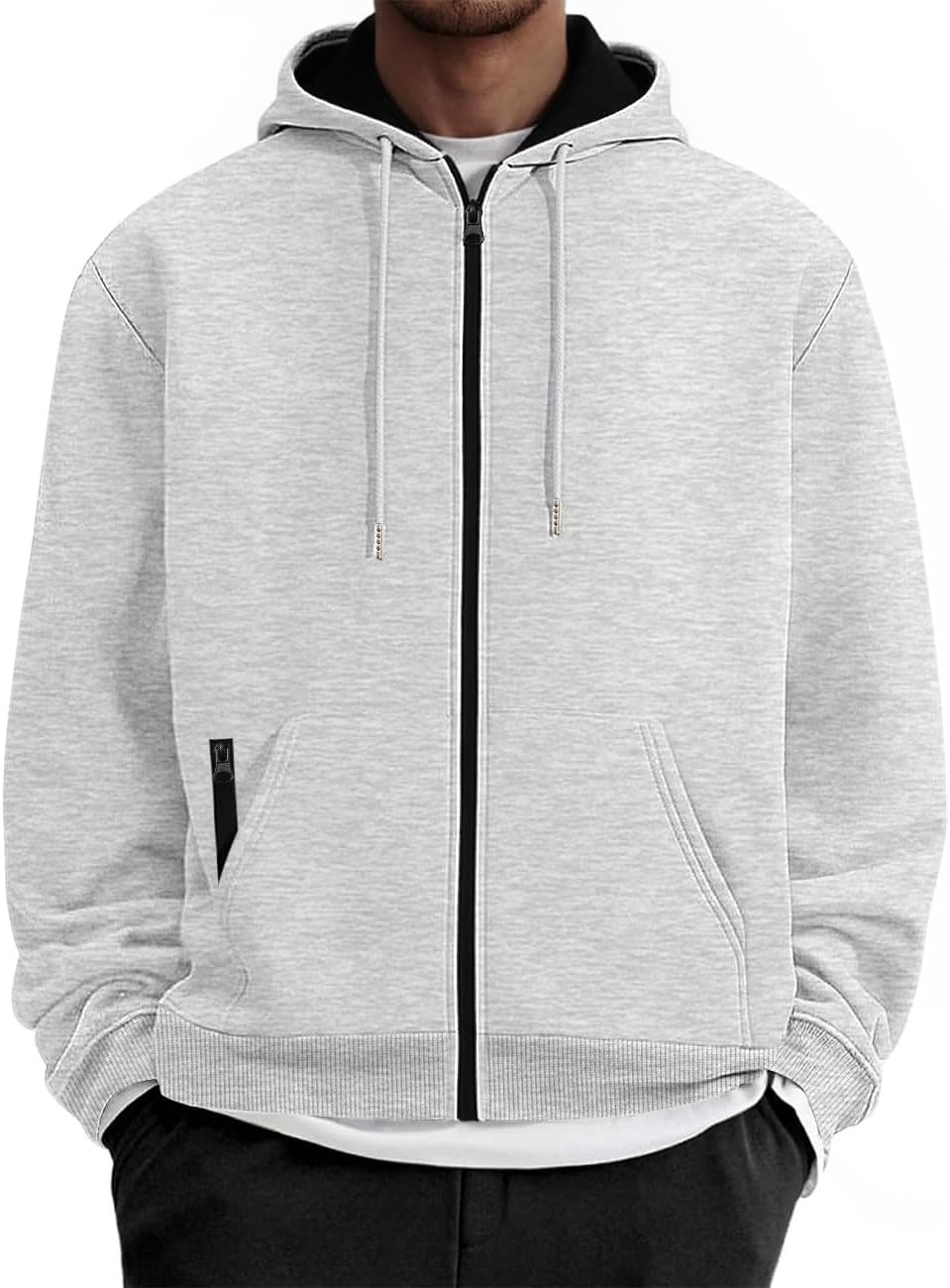 Mens Zip Up Hooded Sweatshirt Casual Long Sleeve Hoodies Fashion Drawstring Sweatshirts with Kanga Pockets