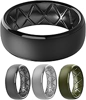 Vista 23 de Egnaro Anillos de boda de silicona para hombre: 1/4/6/7 Multipack de anillos de boda de goma con arco interior Diseño ergonómico transpirable