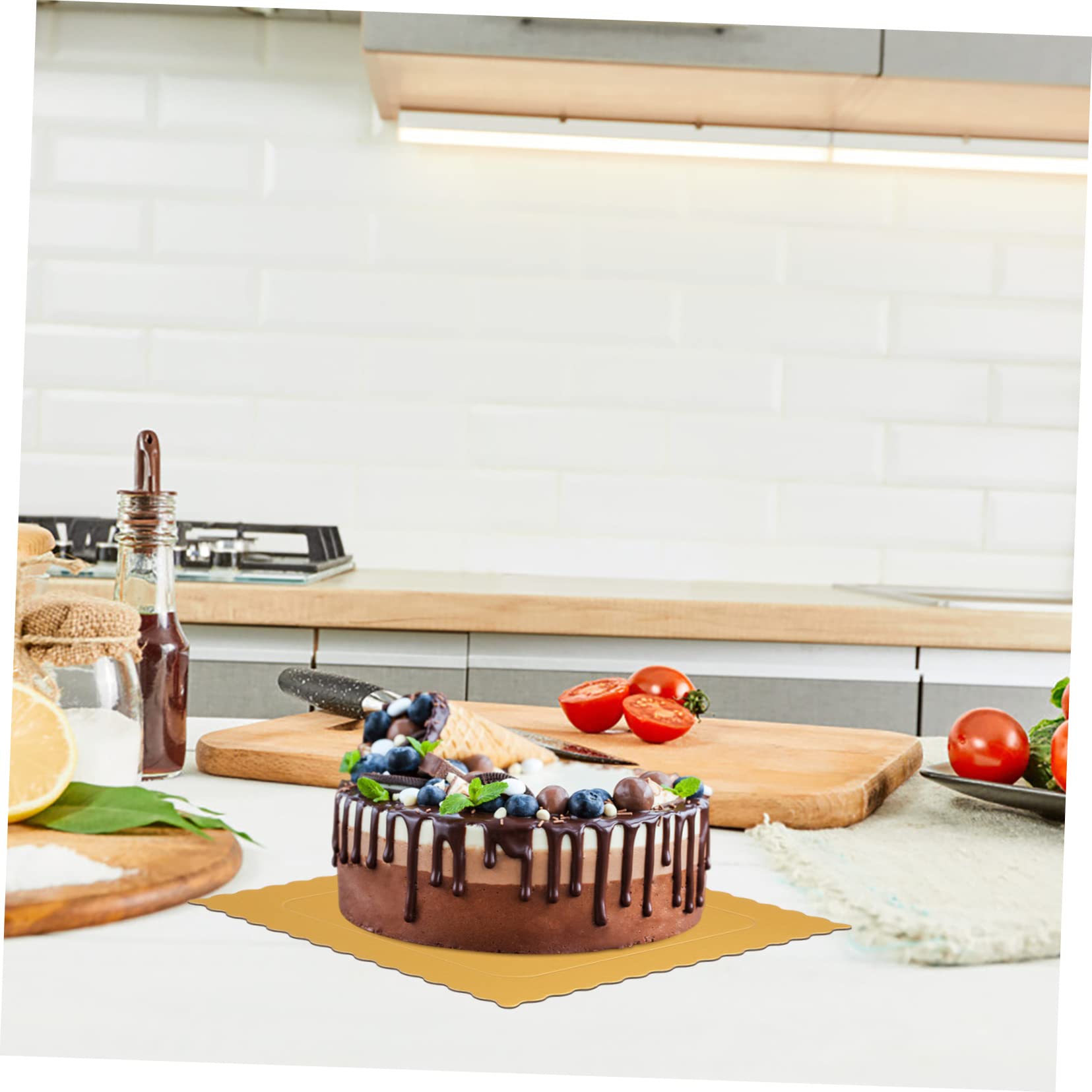 Abaodam 10 Supports à Gâteaux Carrés Dorés 8 Pouces en Carton, Lot de 10, Solides pour Emballer et Présenter Vos Gâteaux D’anniversaire